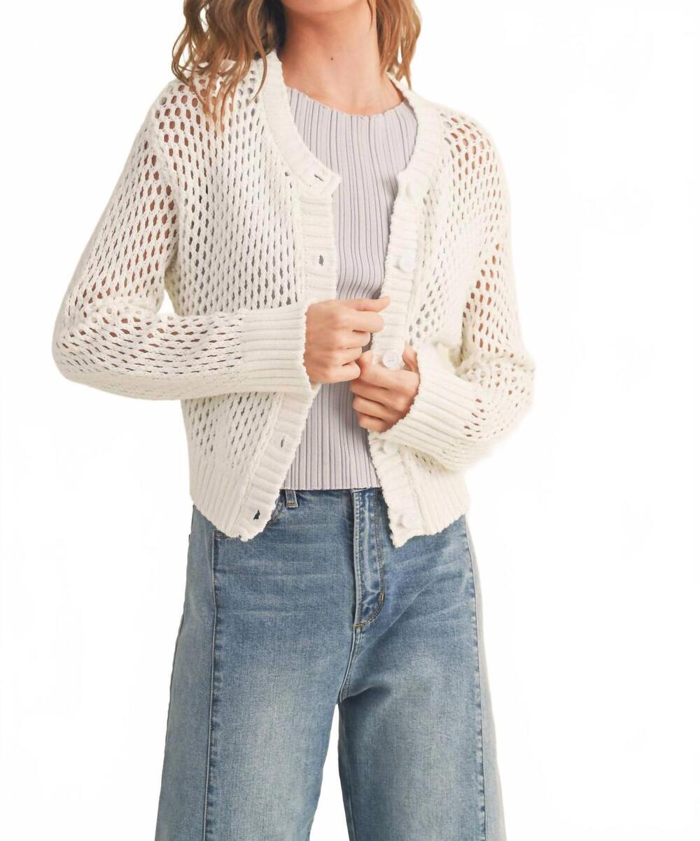 NEW MIOU MUSE crochet knitted button down cardigan in cream